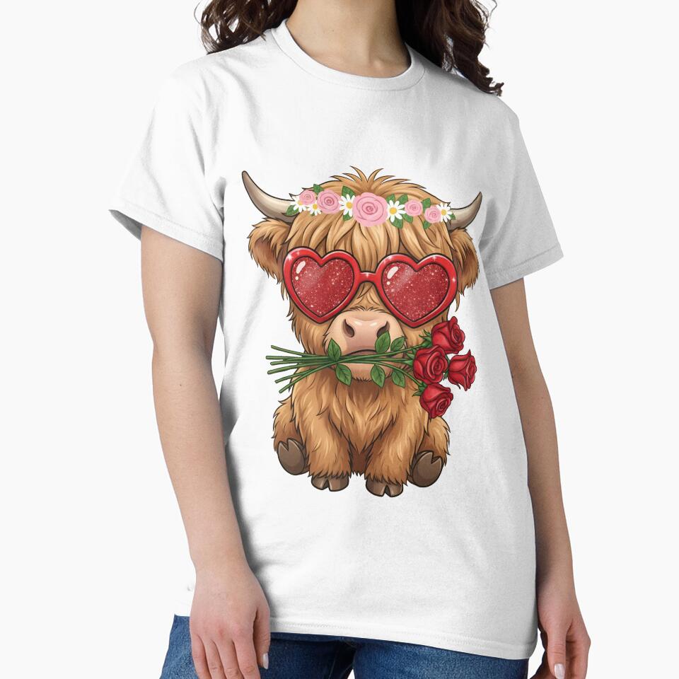 Highland Cow Valentine's Day Cute Valentine Highland Cow by KroghDs T-Shirts, Hoodie, Sweatshirt | BlankRebels.com (Image 2)