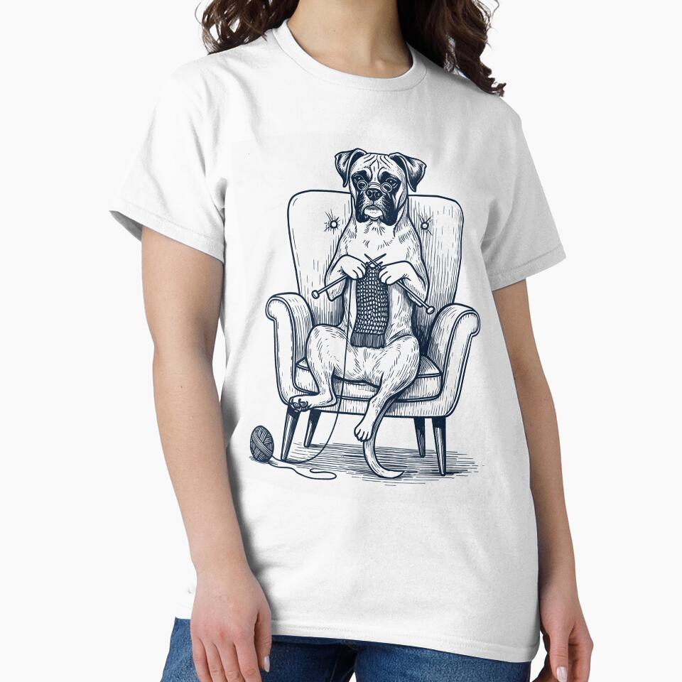 Vintage Boxer Dog Knitting Knit Gift Dog Lover by DoodleTortle T-Shirts, Hoodie, Sweatshirt | BlankRebels.com (Image 2)