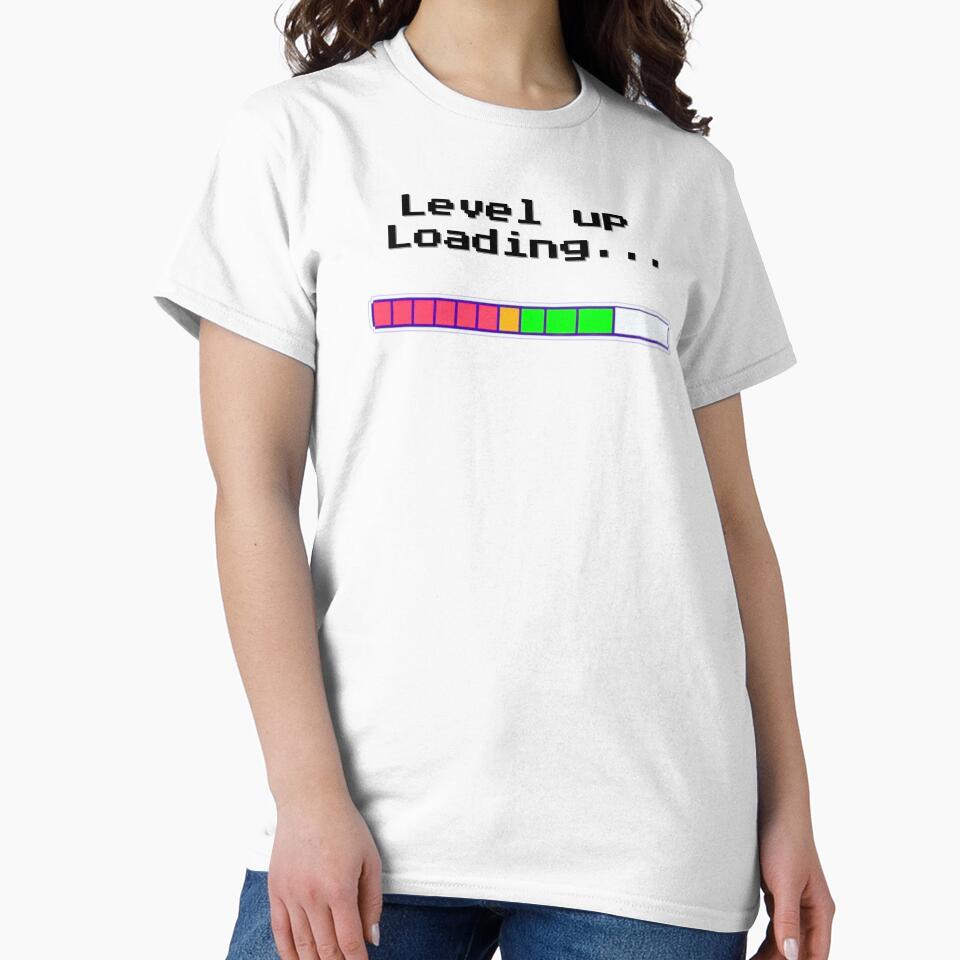 "Level Up - Loading" Retro Gaming Design | Vintage Gamer Art for T-Shirts, Mugs, Posters & More by ThePixelForge
