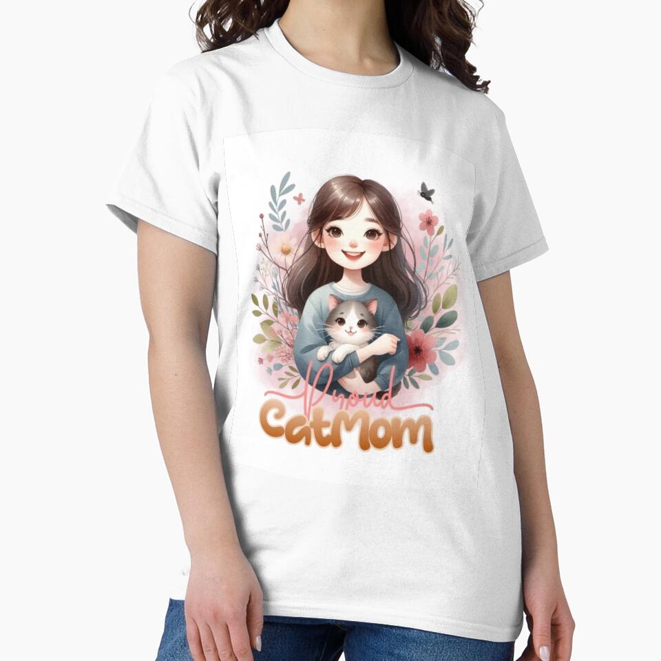 Proud Cat Mom – Floral Soft Pastel Illustration by PrintYourDreamz T-Shirts, Hoodie, Sweatshirt | BlankRebels.com (Image 2)