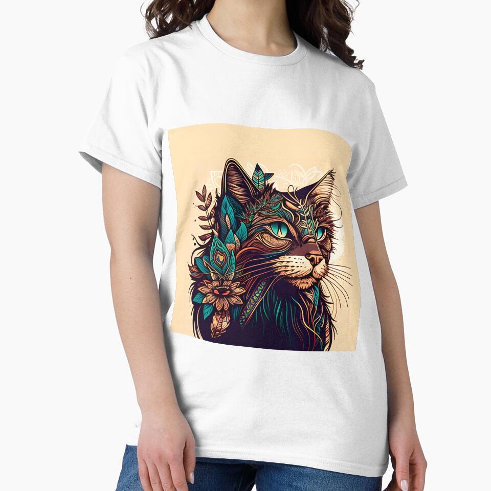 Lady Cat Hippy Cat Boho Beautiful by bernardbowman T-Shirts, Hoodie, Sweatshirt | BlankRebels.com (Image 2)