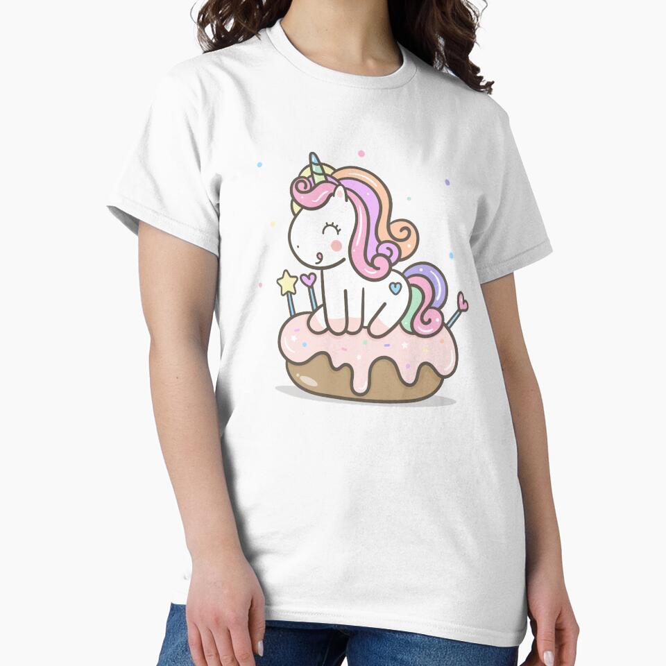 Kawaii Cute Colorful Unicorn on the donut by YuliyaR T-Shirts, Hoodie, Sweatshirt | BlankRebels.com (Image 2)