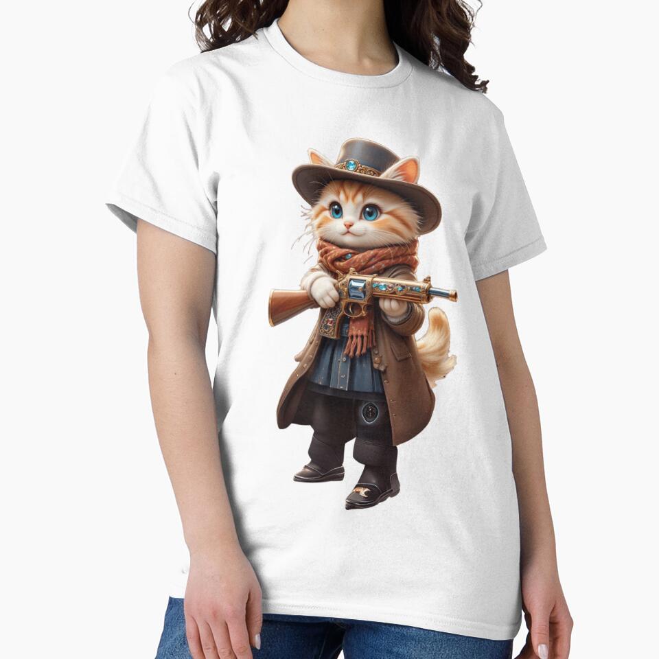 Adventurous Cowboy Cat with a Golden Rifle by petloverheaven T-Shirts, Hoodie, Sweatshirt | BlankRebels.com (Image 2)