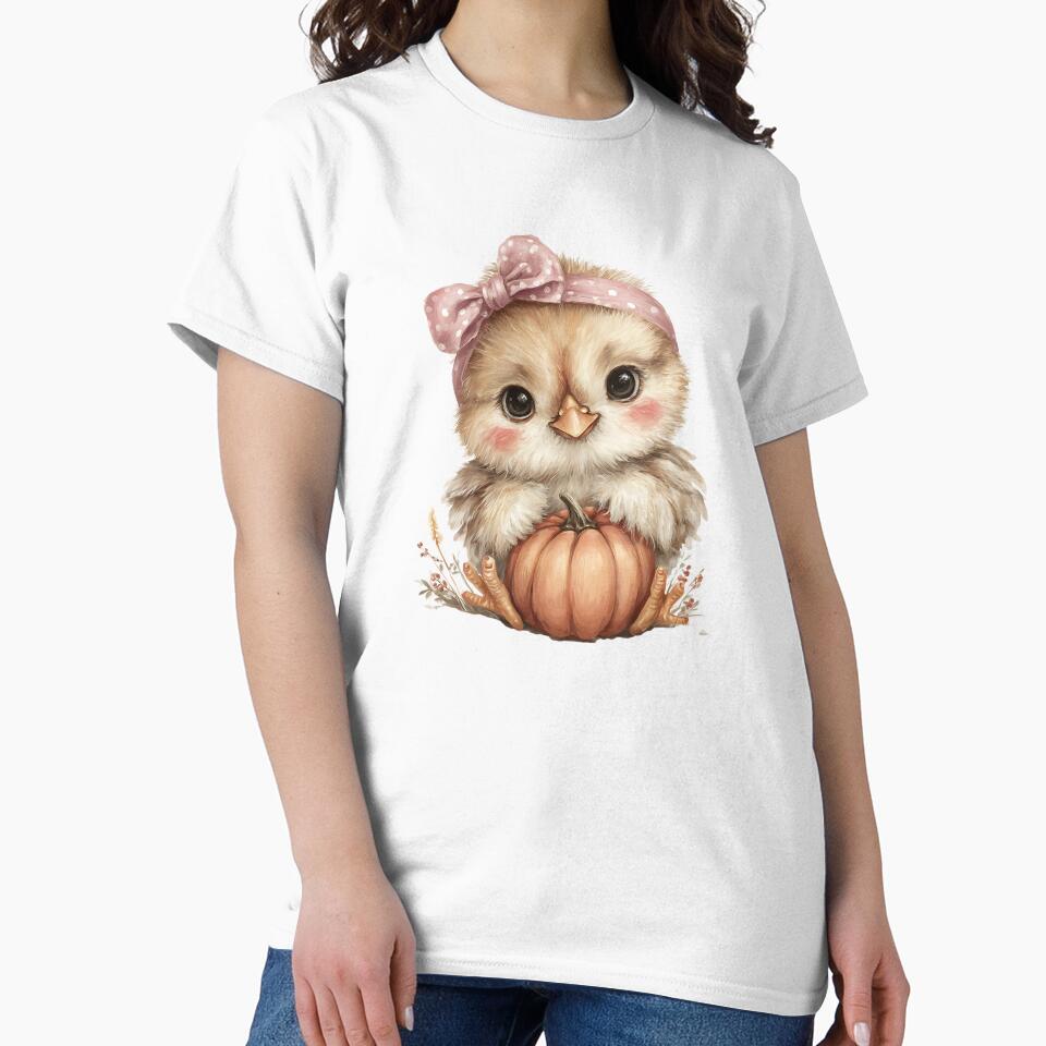 Adorable Baby Turkey Chick with Tiny Autumn Pumpkin by 1707warehouse T-Shirts, Hoodie, Sweatshirt | BlankRebels.com (Image 2)