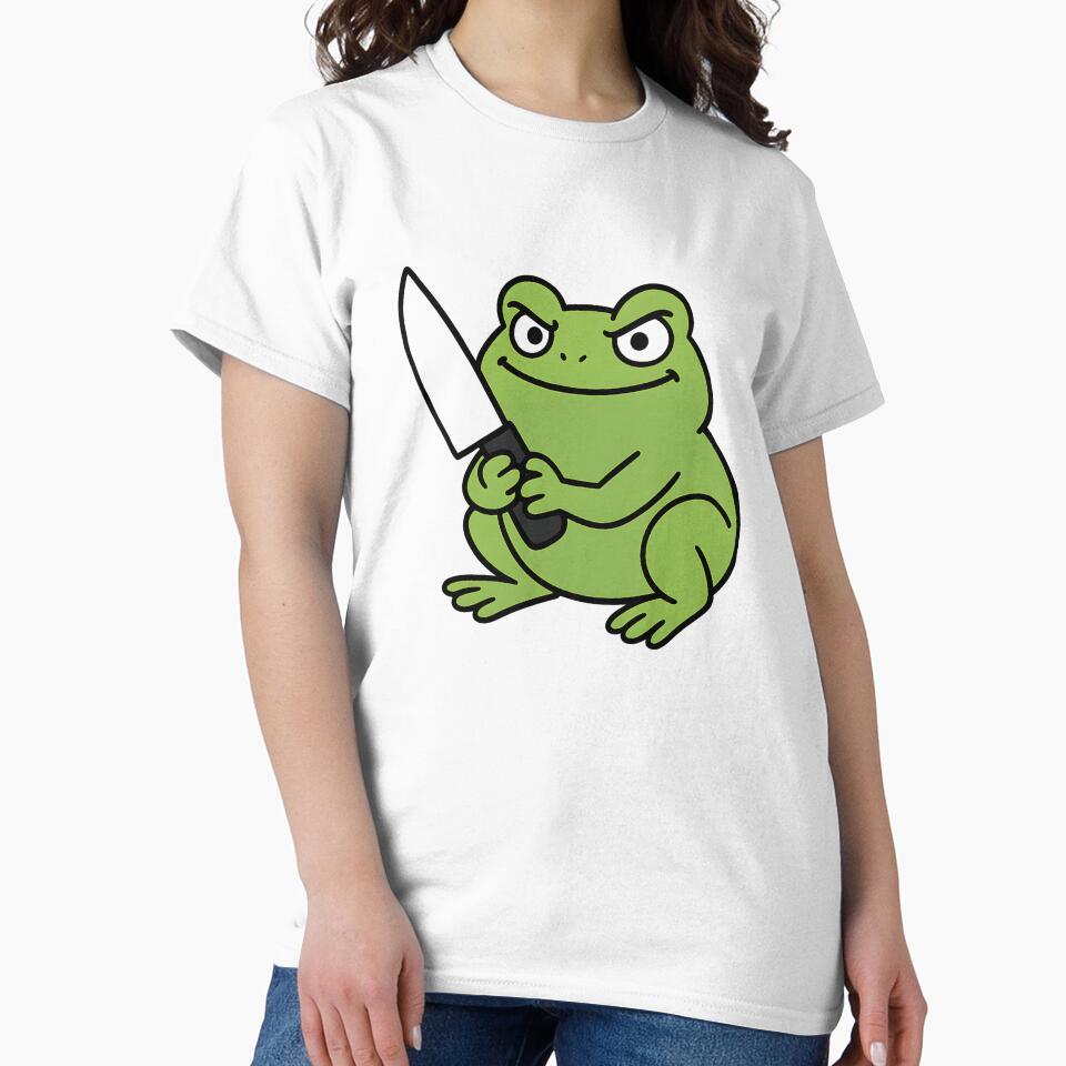 Frog with a Knife Meme Funny desgin by StickyGuys T-Shirts, Hoodie, Sweatshirt | BlankRebels.com (Image 2)