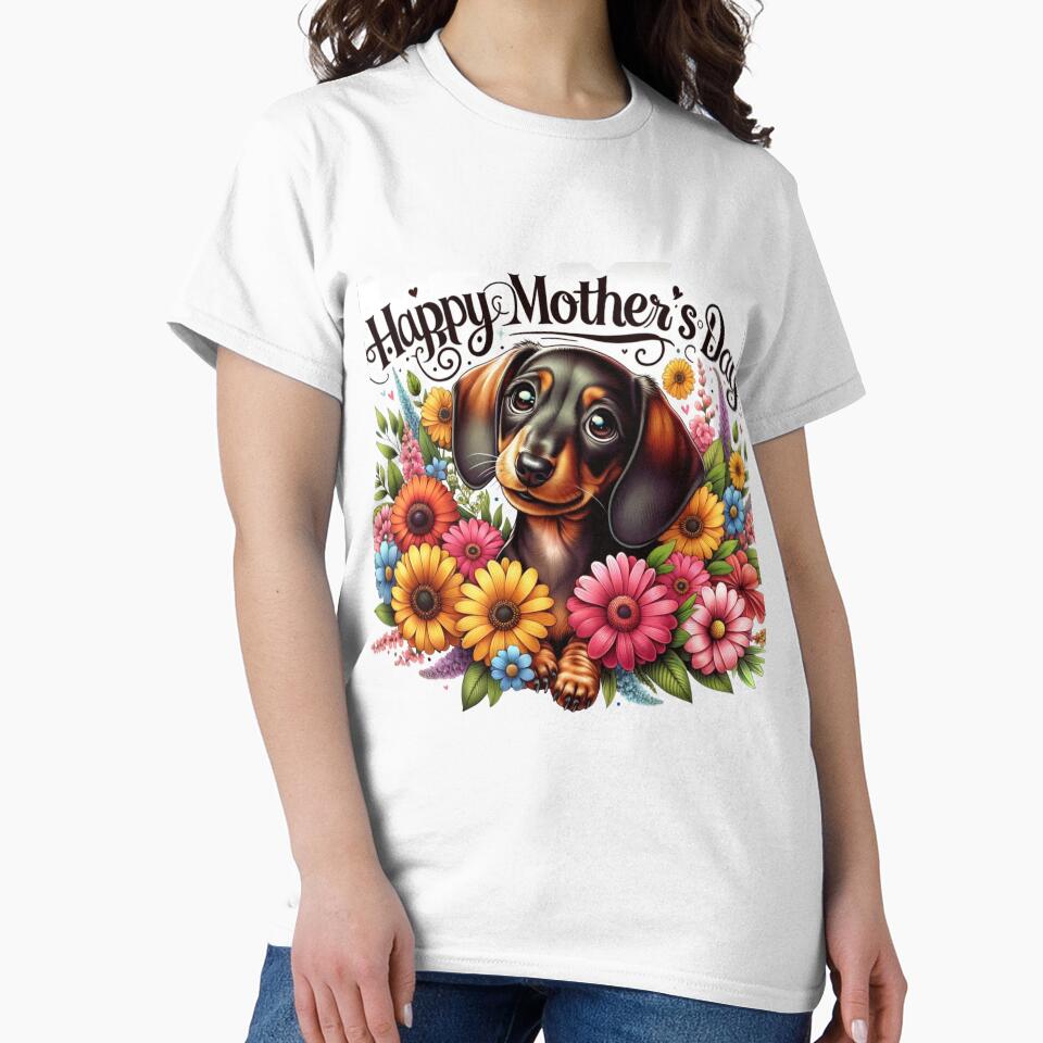 Dachshund - Happy Mother's Day with flowers by Fionamyles T-Shirts, Hoodie, Sweatshirt | BlankRebels.com (Image 2)