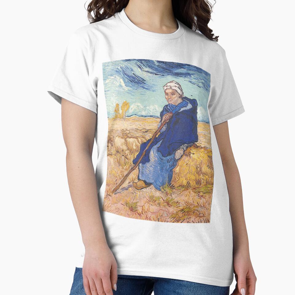 Vincent Van Gogh's: The Sheppardess (after Millet), 1889 by Flower Buds and Bees