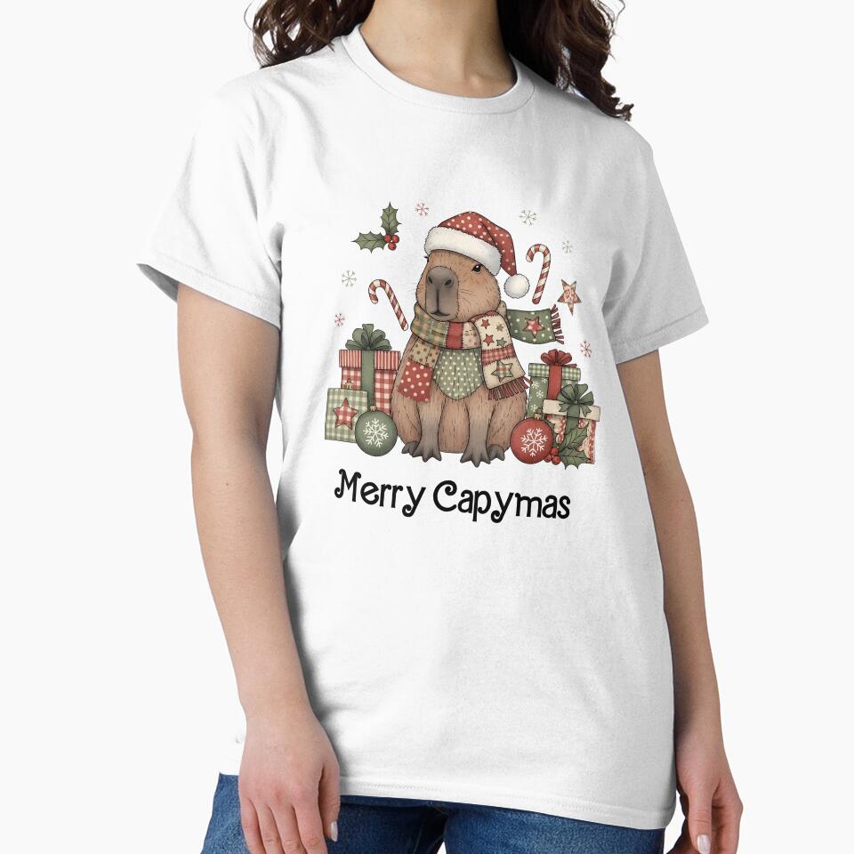 Merry capymas cute capybara by FatBirdie T-Shirts, Hoodie, Sweatshirt | BlankRebels.com (Image 2)