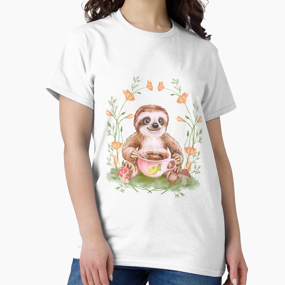 Cute Cottagecore Sloth Drinking Tea by aliveinmiddle T-Shirts, Hoodie, Sweatshirt | BlankRebels.com (Image 2)
