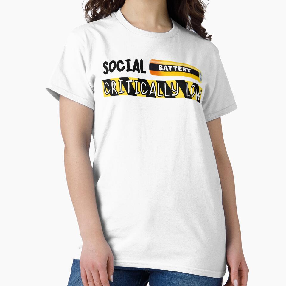 Social Battery Critically Low – Introvert Humor Aesthetic Slogan Design by Salt & Tide T-Shirts, Hoodie, Sweatshirt (Image 2)