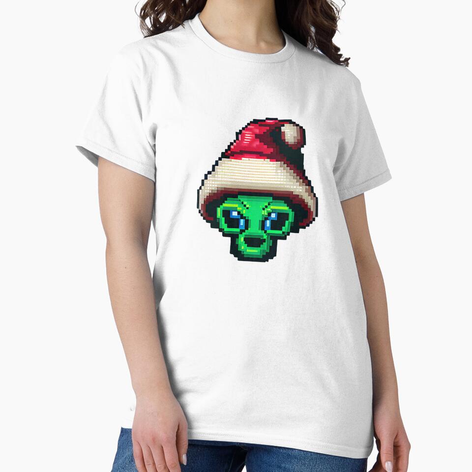Little christmas alien with santa hat. by Pixelarium