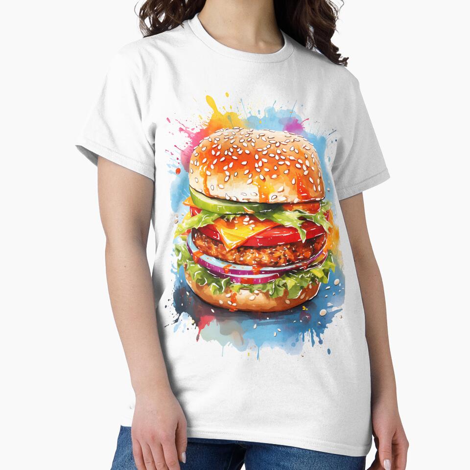 Colorful Watercolor Burger Food Illustration by AnnySketches T-Shirts, Hoodie, Sweatshirt | BlankRebels.com (Image 2)