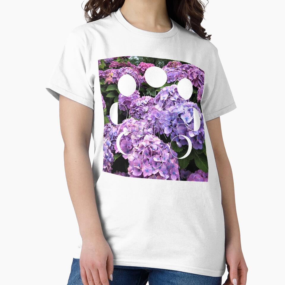 Purple and Blue Hydrangeas and Moon Phase by WildWoodlandWitch T-Shirts, Hoodie, Sweatshirt | BlankRebels.com (Image 2)