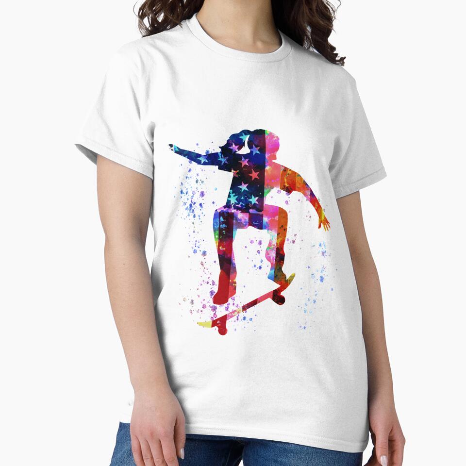 Skateboarding watercolor - USA flag by HauckClothing T-Shirts, Hoodie, Sweatshirt | BlankRebels.com (Image 2)