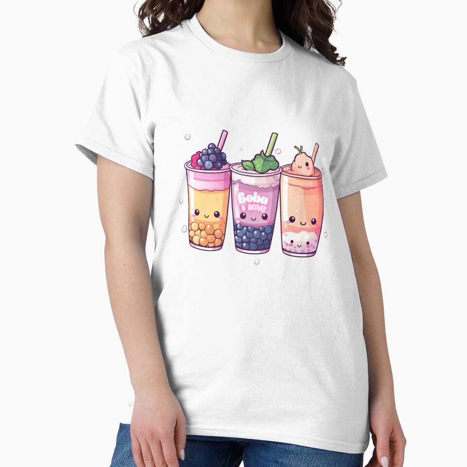 Cute Bubble Tea Cartoon Design, Kawaii Boba Lover Art by UniqueIslamicArtShop T-Shirts, Hoodie, Sweatshirt (Image 2)