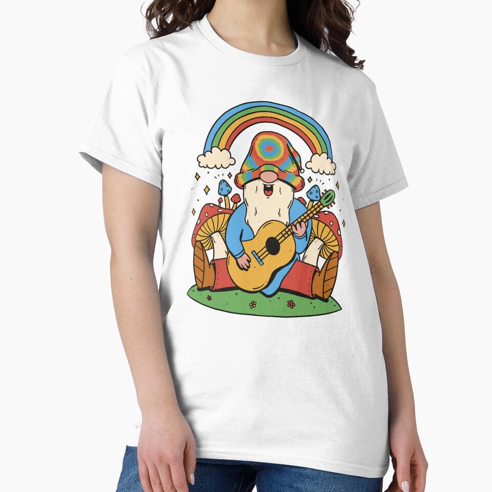 Hippie Clothes for Women Men 70's Cute Hippie Gnome on Guitar Accessories by Teez-Me T-Shirts, Hoodie, Sweatshirt (Image 2)