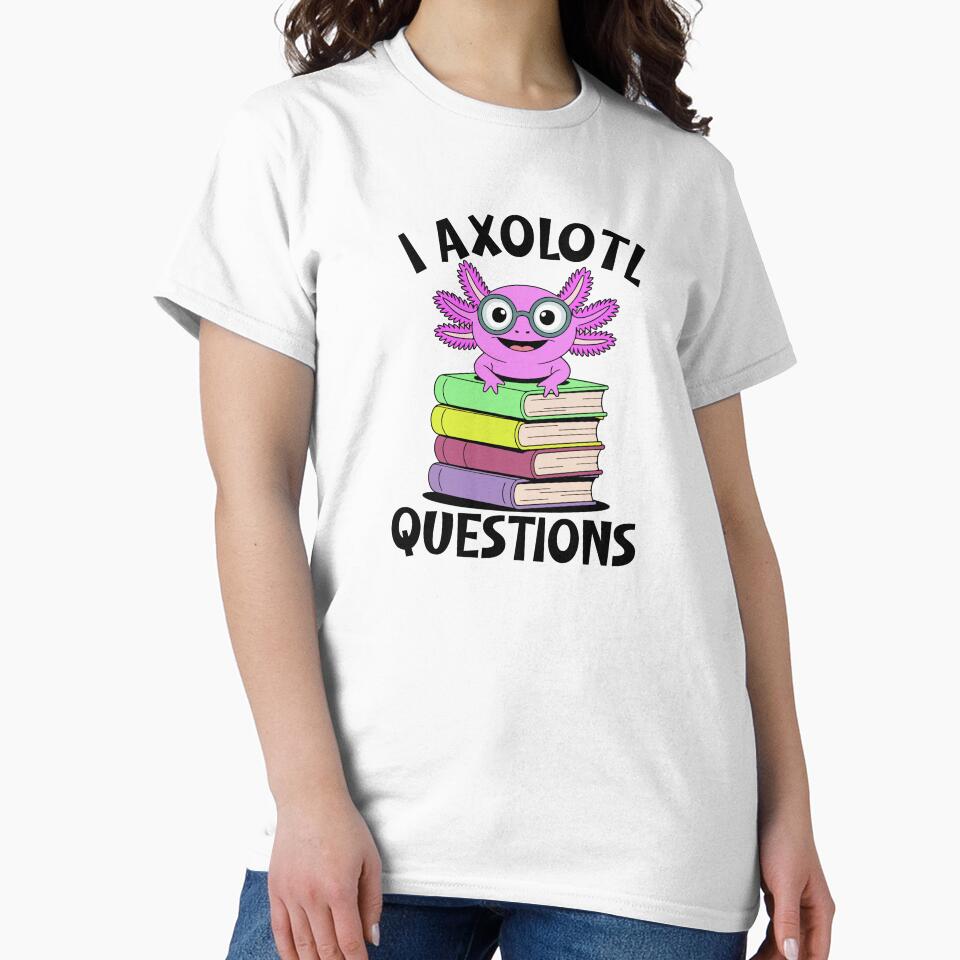 Cute Axolotl With Glasses Sitting On Books Funny Reading Design Gifts by Maniutek T-Shirts, Hoodie, Sweatshirt (Image 2)
