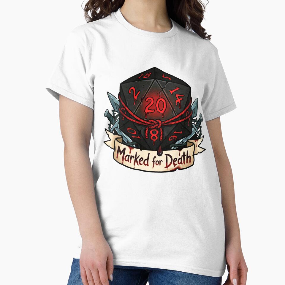 Rogue "Marked for Death" Bloody D20: D&D Class Emblem by SkinnyFlatWhite T-Shirts, Hoodie, Sweatshirt (Image 2)