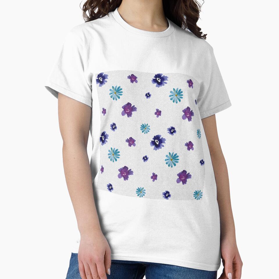 Violet viola flower textured pattern a watercolor by Yana Mustafina | Boho Soulful Designs T-Shirts, Hoodie,... (Image 2)