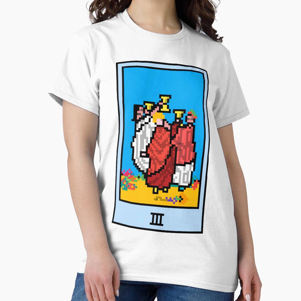 Wait, is this pixel art tarot? Yellow - Minor Arcana 'Three of Cups' (Design for T-shirt, stickers and other... (Image 2)