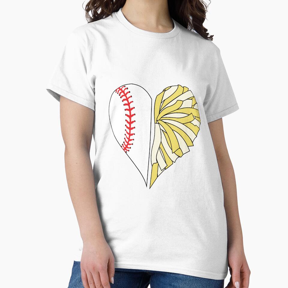 Half baseball heart and half yellow pom pom heart by PepaAnaRB