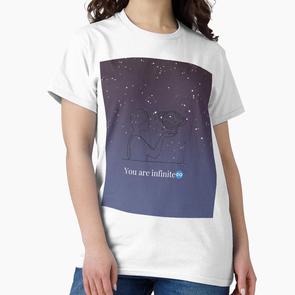 Minimalist Cosmic Line Art – "You Are Infinite" Inspirational Design by RoyaleRang T-Shirts, Hoodie, Sweatshirt (Image 2)