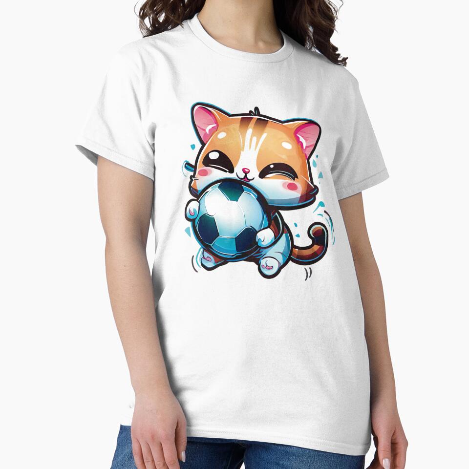 Cute Kawaii Cat Holding a Soccer Ball by Numero14