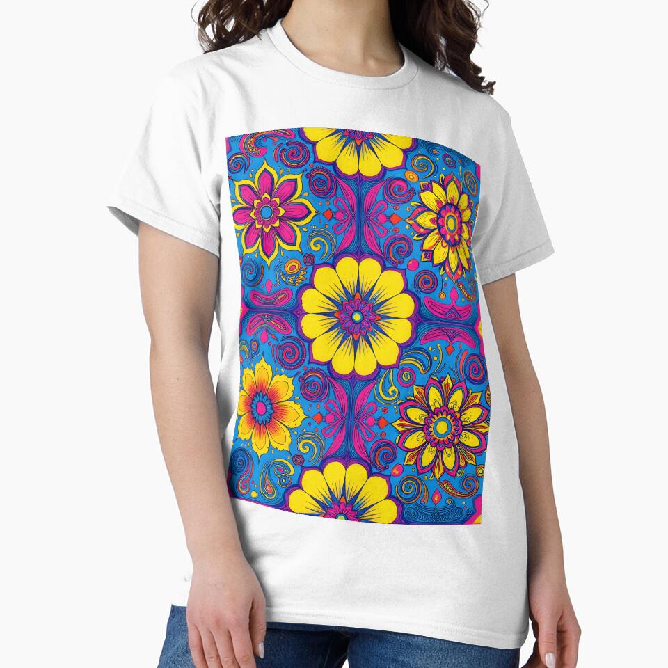 Flower Power Colourful Floral Pattern Pinterest Aesthetic Purple by druidwolfart T-Shirts, Hoodie, Sweatshirt (Image 2)