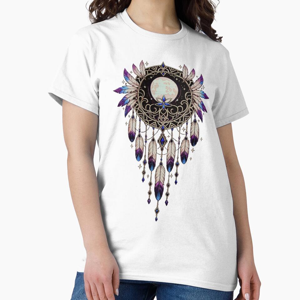 Moon Dreamcatcher Celestial Feather Mandala Aesthetic Art by Finally Awake T-Shirts, Hoodie, Sweatshirt (Image 2)