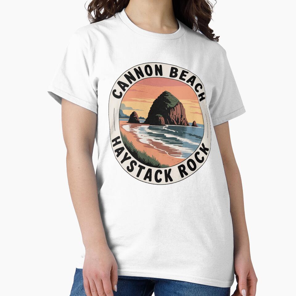 Cannon Beach Haystack Rock - Vintage Oregon Coast Travel Badge by pod24