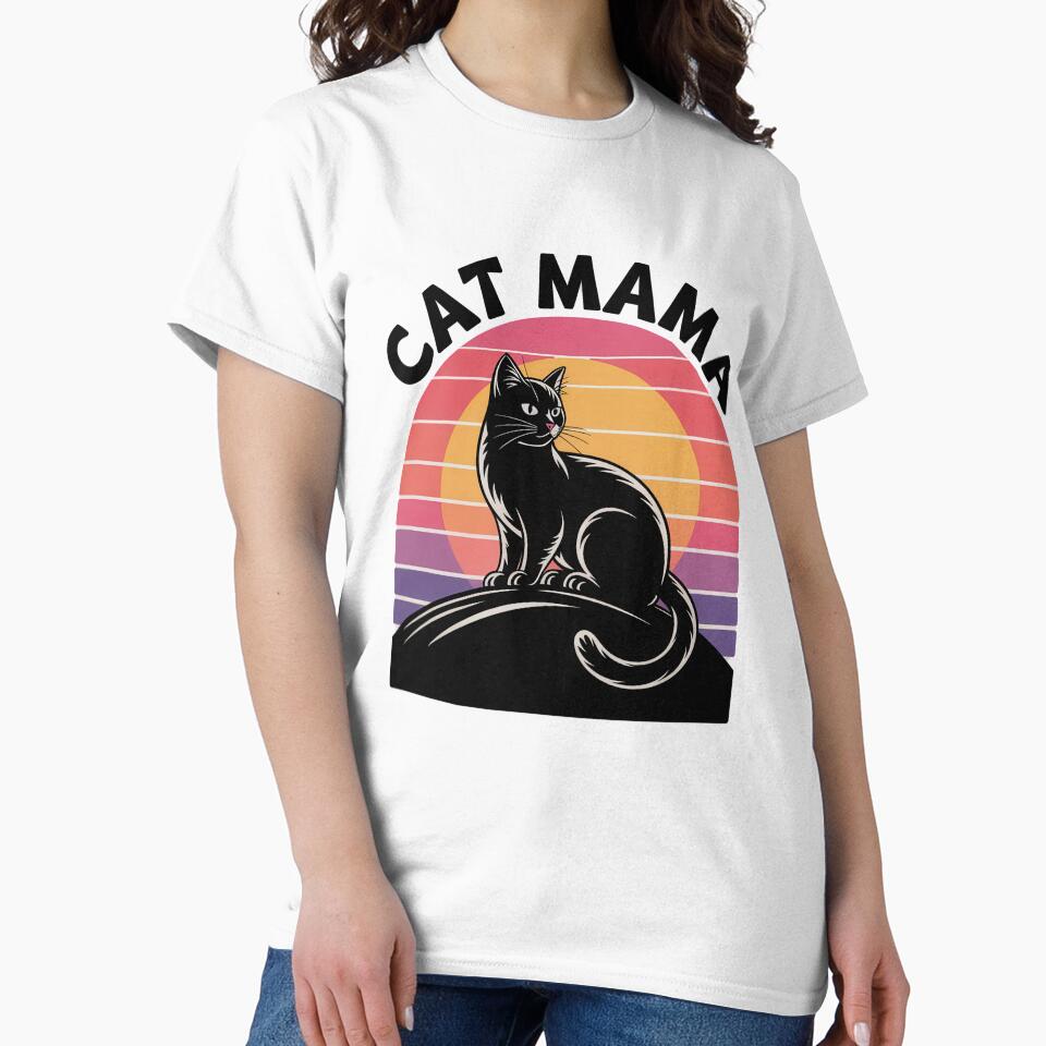 Cat Mama Retro Sunset – Black Cat Aesthetic by EpicMediaShop T-Shirts, Hoodie, Sweatshirt | BlankRebels.com (Image 2)