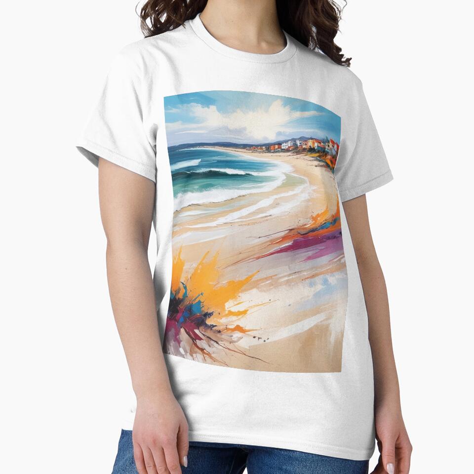 Beautiful beach view acrylic painting print design by Anshu3813 T-Shirts, Hoodie, Sweatshirt | BlankRebels.com (Image 2)