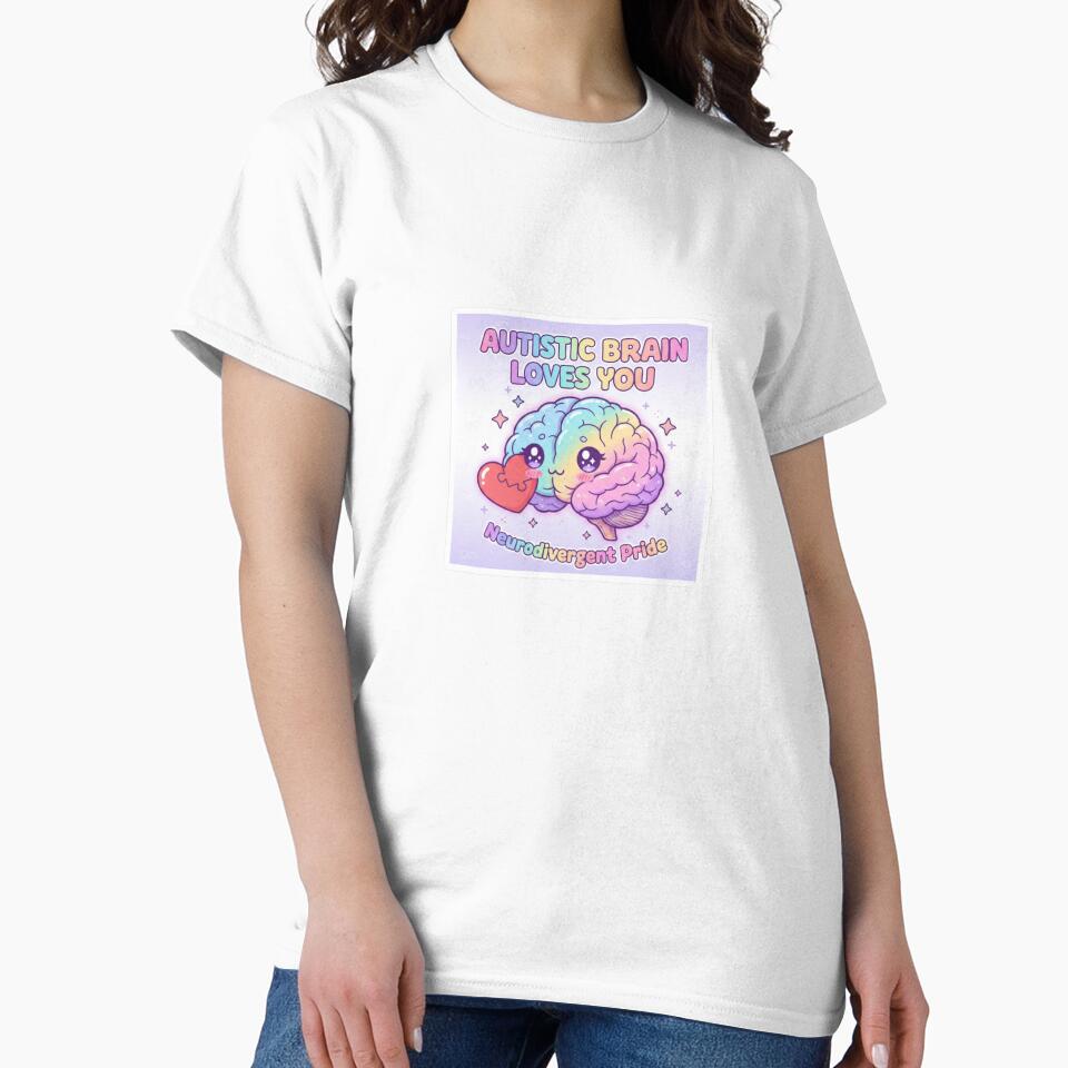 Autistic Brain Loves You Neurodivergent Pride Sticker by OrikuStudio T-Shirts, Hoodie, Sweatshirt | BlankRebels.com (Image 2)