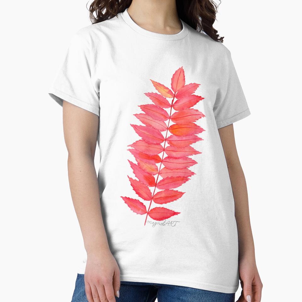 Red Staghorn sumac leaves, botanical watercolor by magnoliART botanical_kata T-Shirts, Hoodie, Sweatshirt (Image 2)