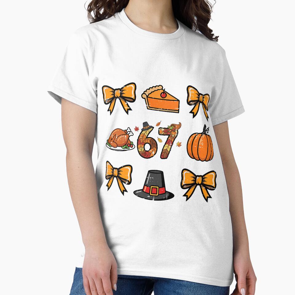 Coquette Thanksgiving Six Seven Cute Autumn Holiday Bow by ImeldaSparks T-Shirts, Hoodie, Sweatshirt (Image 2)