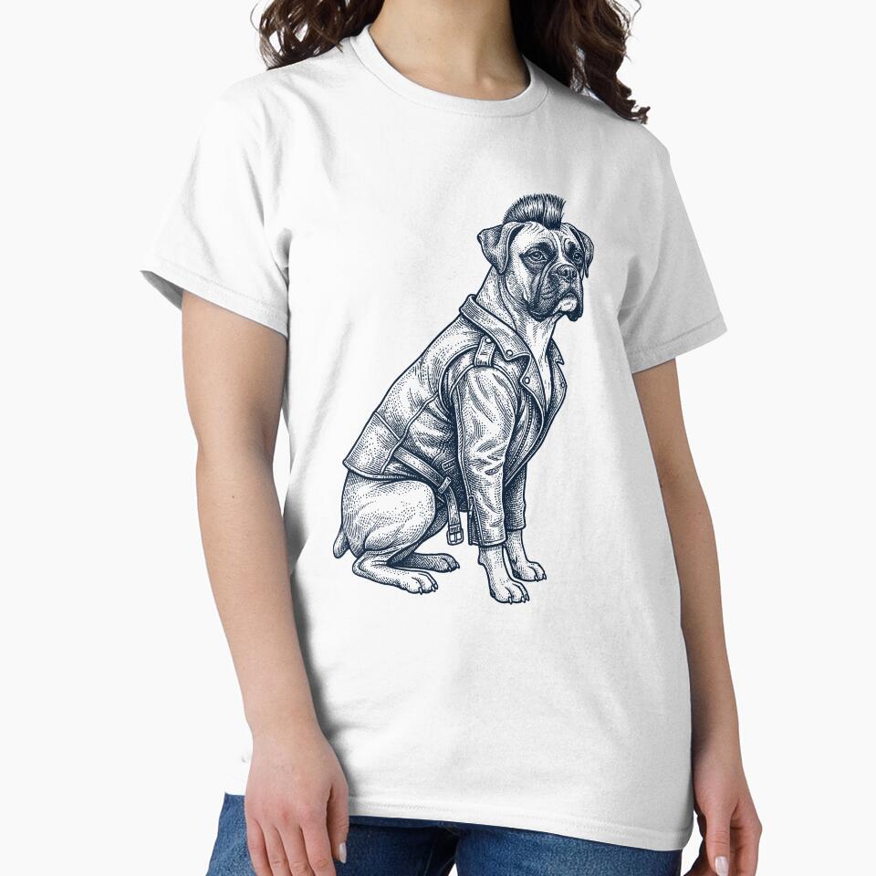 Vintage Boxer Dog Punk Mowhawk Dog Mom Dad by DoodleTortle T-Shirts, Hoodie, Sweatshirt | BlankRebels.com (Image 2)