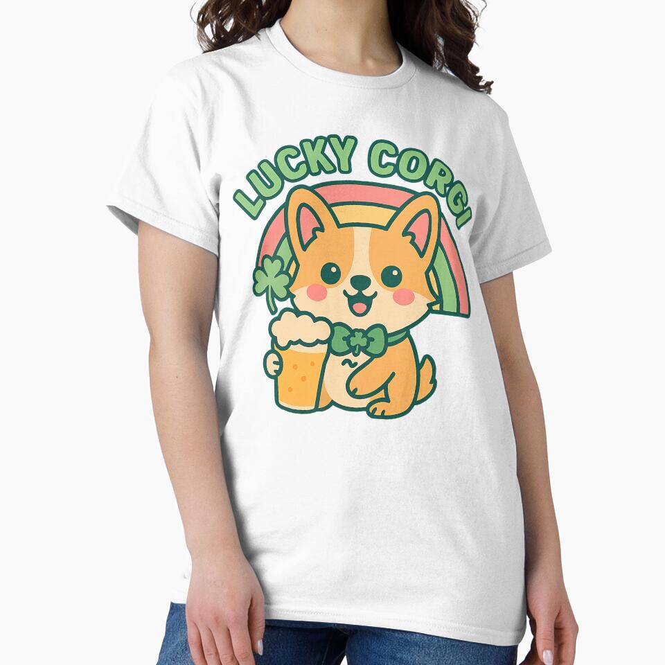Cute Kawaii Corgi, Cute St Patricks Day Corgi by graphic-genie T-Shirts, Hoodie, Sweatshirt | BlankRebels.com (Image 2)