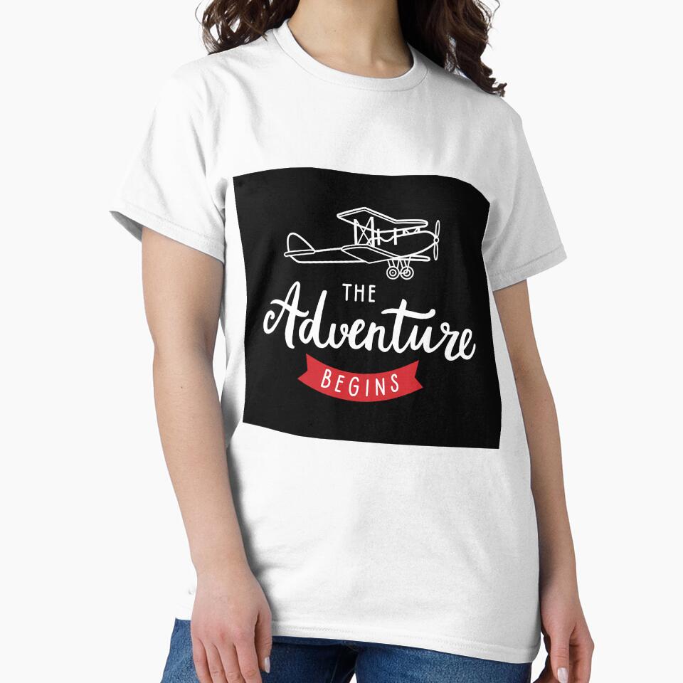 Adventure brush lettering quote & vintage biplane by Darina Gulbina T-Shirts, Hoodie, Sweatshirt | BlankRebels.com (Image 2)