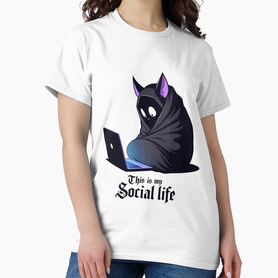 This Is My Social Life – Funny Introvert Gothic Laptop Design by PrintandJoy T-Shirts, Hoodie, Sweatshirt (Image 2)