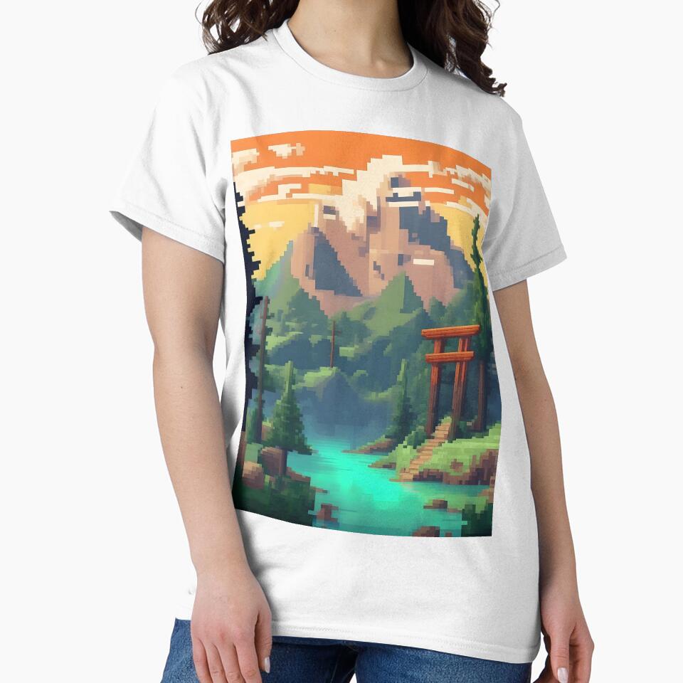 Pixelated Japanese Riverbed Abstract Art by Esterlane T-Shirts, Hoodie, Sweatshirt | BlankRebels.com (Image 2)