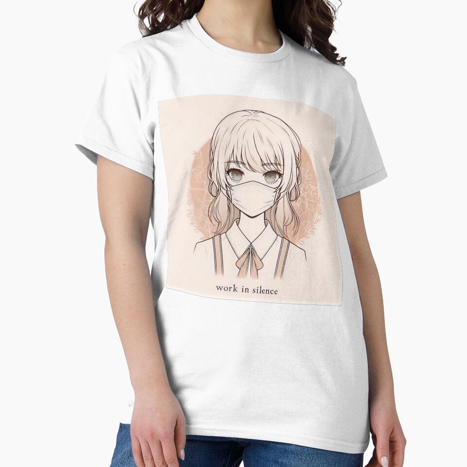 Work in Silence Anime Girl Art | Soft Aesthetic Introvert Anime Illustration by shopwithcare T-Shirts, Hoodie,... (Image 2)