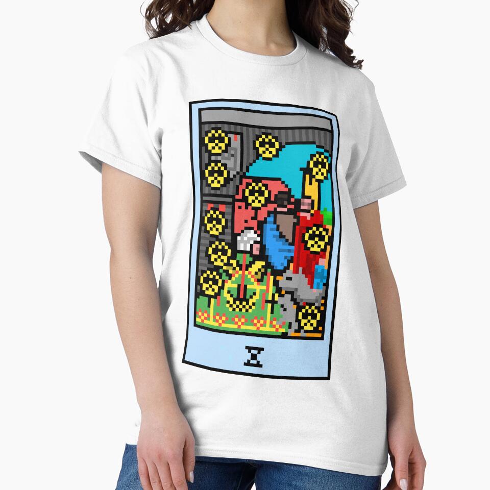 Wait, is this pixel art tarot? White - Minor Arcana 'Ten of Pentacles' (Design for T-shirt, stickers and other... (Image 2)