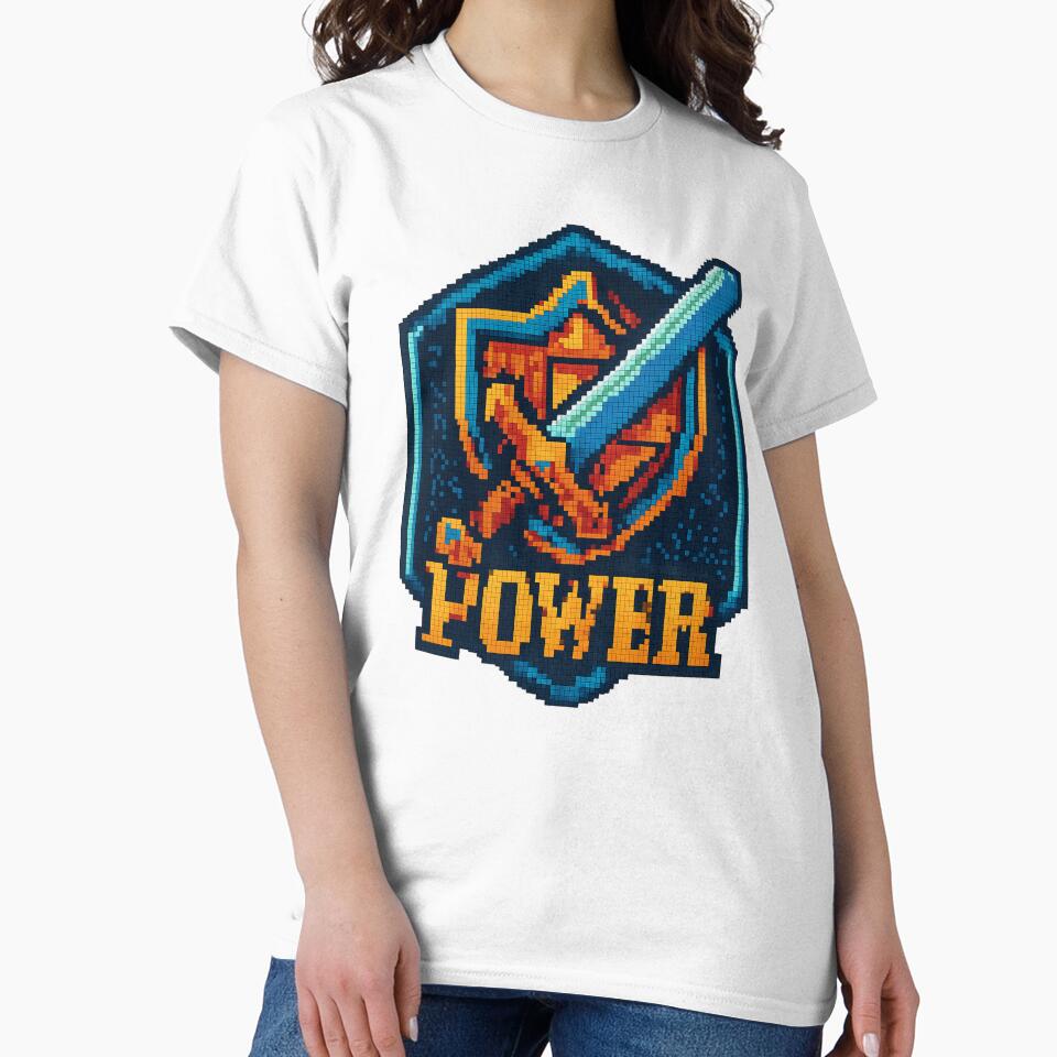Pixel Quest Sword & Shield – Retro 8-Bit Hex-Art Gaming Design by TONSNAP T-Shirts, Hoodie, Sweatshirt (Image 2)