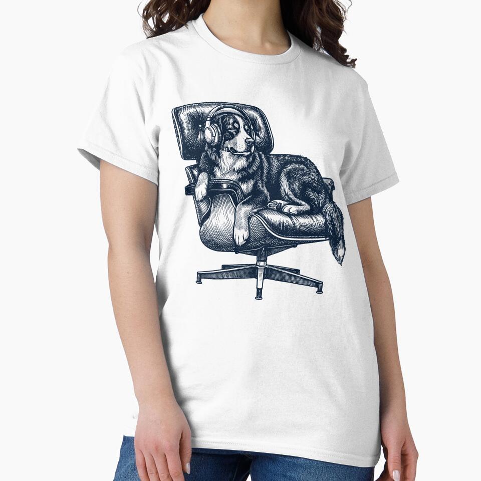 Vintage Bernese Mountain Dog with Headphones Mid Century Dog Lover by DoodleTortle T-Shirts, Hoodie, Sweatshirt (Image 2)
