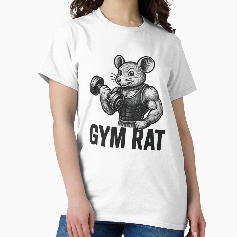Gym Rat – Muscular Cartoon Mouse Lifting Weights (Vintage Comic Style) by Bobo-fish T-Shirts, Hoodie, Sweatshirt (Image 2)