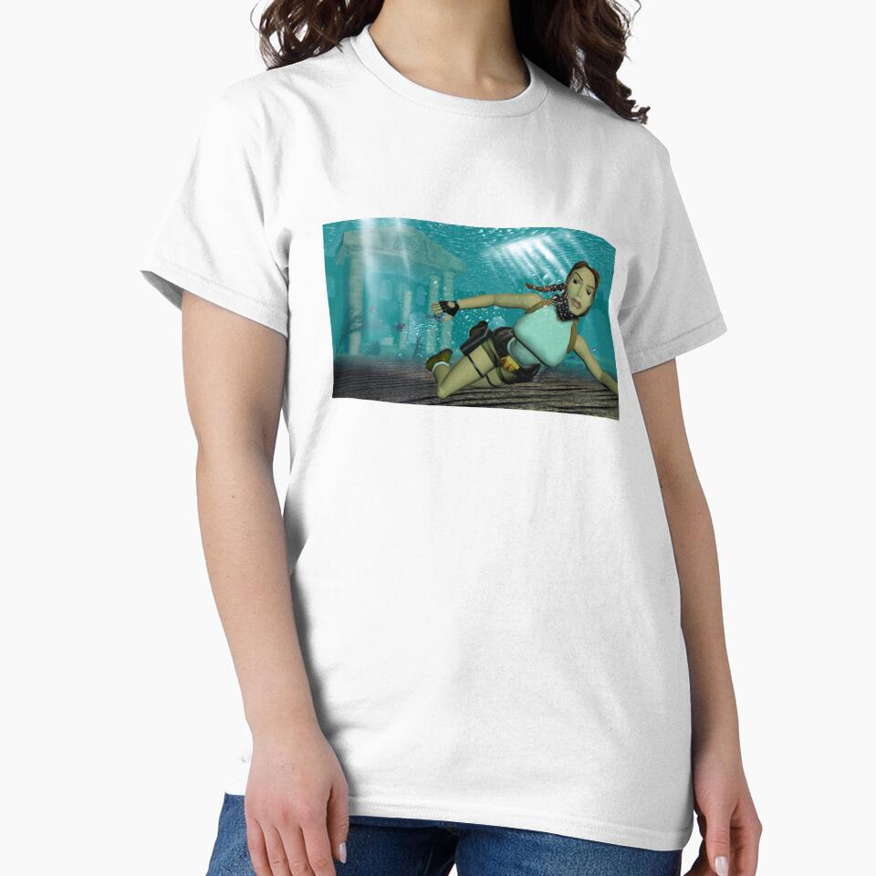 Classic Tomb Raider Lara Croft Underwater by winkatawink T-Shirts, Hoodie, Sweatshirt | BlankRebels.com (Image 2)