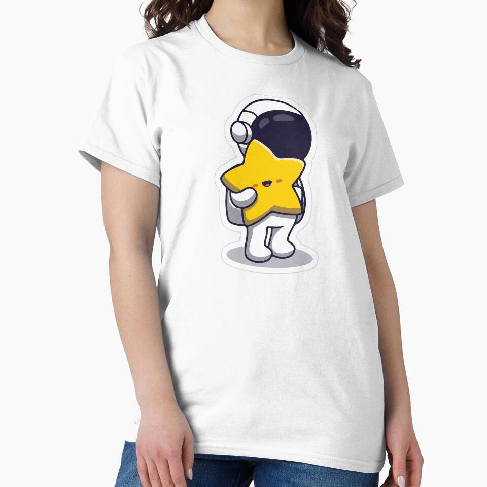 Cute Astronaut with Star illustration by CartheArtwork T-Shirts, Hoodie, Sweatshirt | BlankRebels.com (Image 2)
