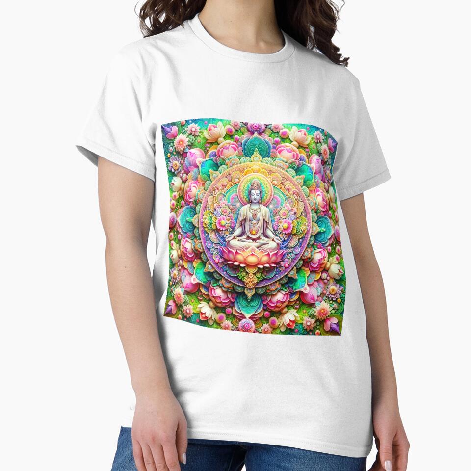 Spring Avalokiteshvara Psychedelic Floral Fractal Mandala 1 by GuyBlank