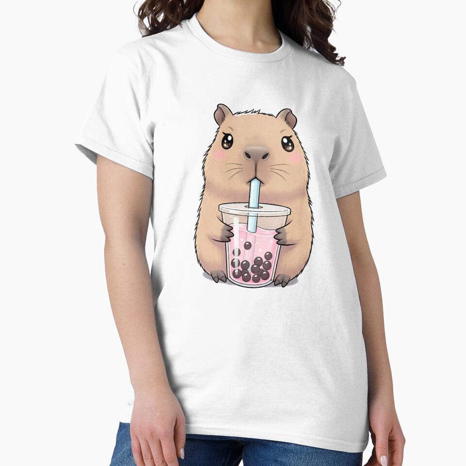 Kawaii Capybara Bubble Tea Bliss – Pastel Boba Vibes by 001Haiba T-Shirts, Hoodie, Sweatshirt | BlankRebels.com (Image 2)