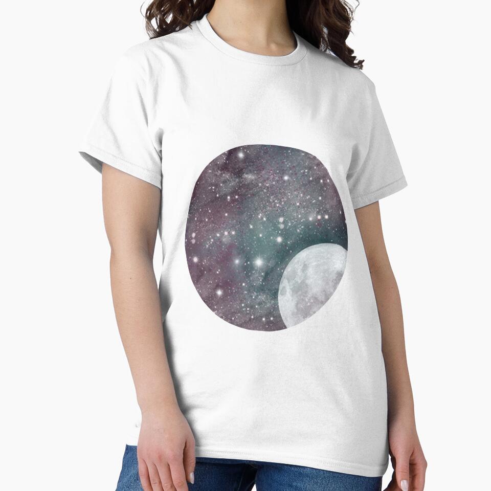 Blue and Purple Cosmic Moon Print by The Bohemian  Bubble T-Shirts, Hoodie, Sweatshirt | BlankRebels.com (Image 2)